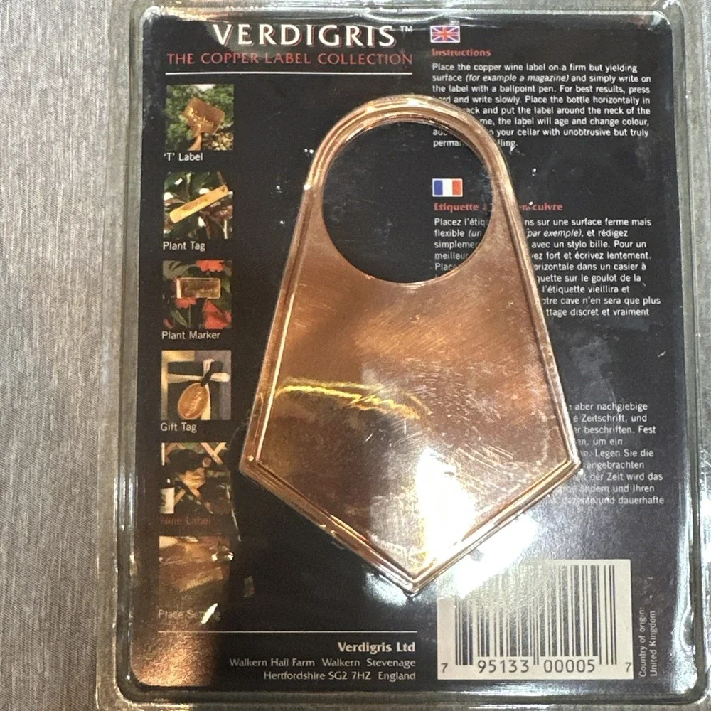 Verdigris Copper Wine Labels‎ Set of 12 Made in England Cellar Gift Tags